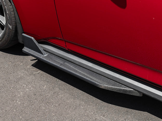 2024-UP FORD MUSTANG S650 | GT350R PERFORMANCE STYLE CARBON FIBER SIDE SKIRTS EXTENSION ROCKER PANELS GROUND EFFECTS
